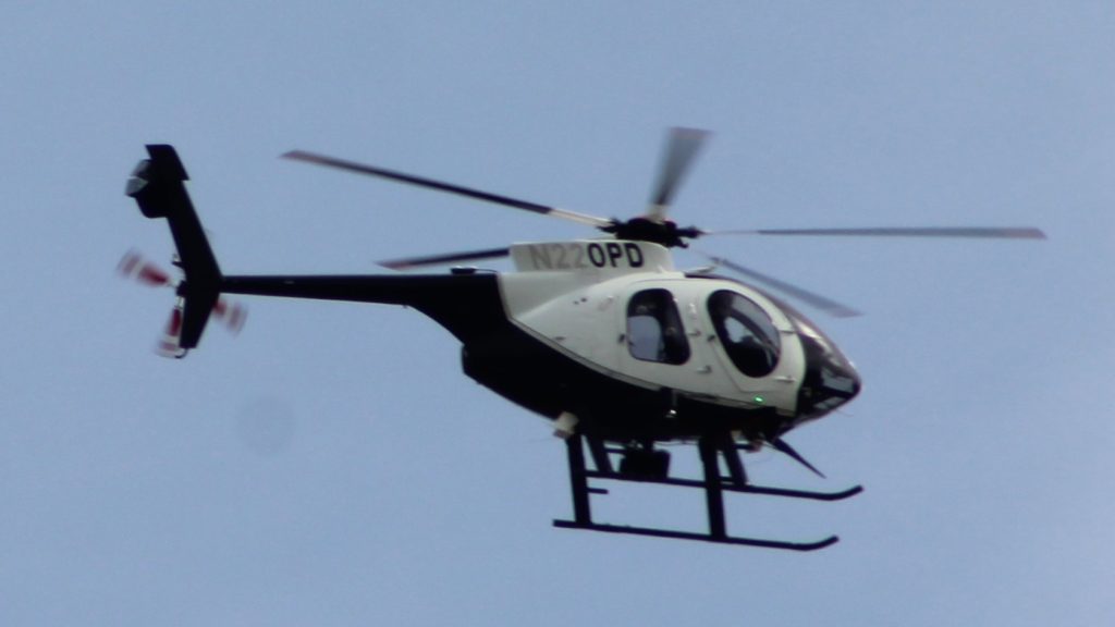 Oakland Police Department McDonnell Douglas 369E helicopter N220PD. Photo by Mike Katz-Lacabe.